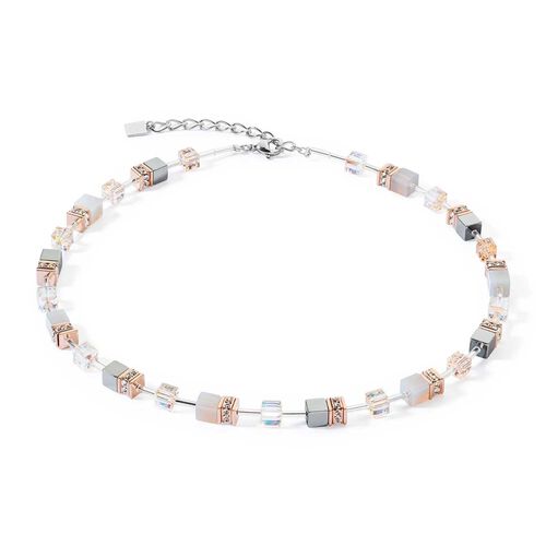 Coeur de Lion GeoCube&reg; Agate & Rose Gold Stainless Steel Necklace